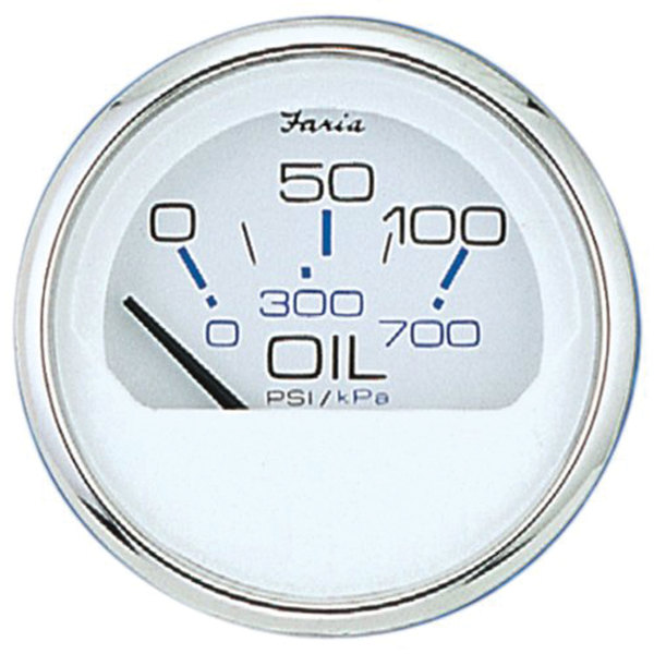 Faria Beede Instruments Faria 13802 Chesapeake Stainless Steel Oil Pressure Gauge (80 PSI) - 2", White 13802